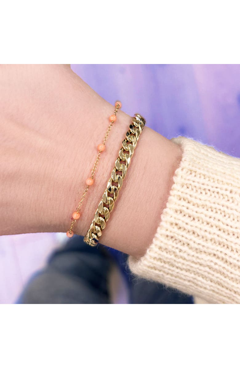 The Lovery Fine Jewelry Pink Coral Bead Chain Bracelet, Alternate, color, Pink Coral