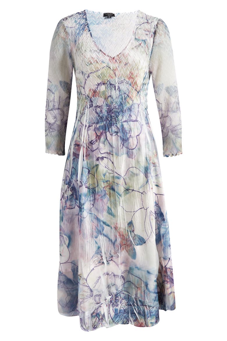 Floral Charmeuse & Chiffon Midi Cocktail Dress, Alternate, color, ALOHA