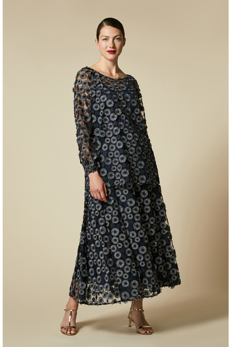 Embroidered Tulle Skirt, Alternate, color, NAVY BLUE