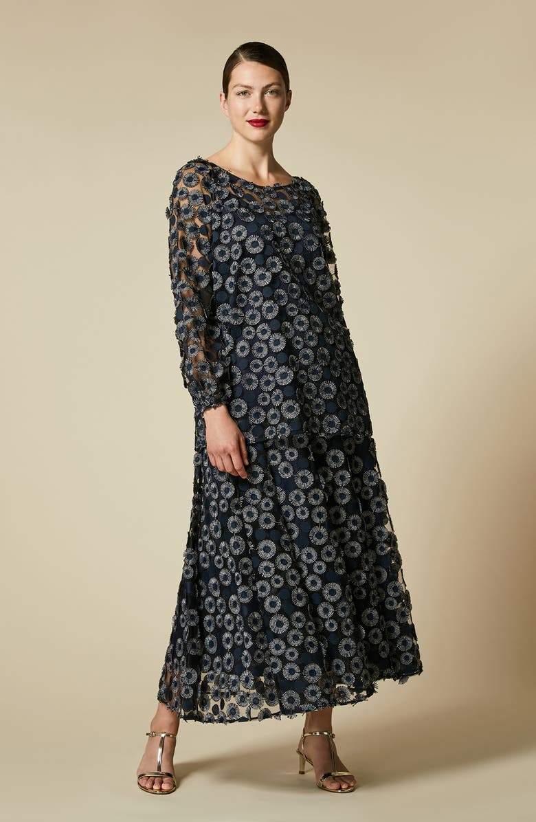 Marina Rinaldi Embroidered Tulle Skirt, Alternate, color,