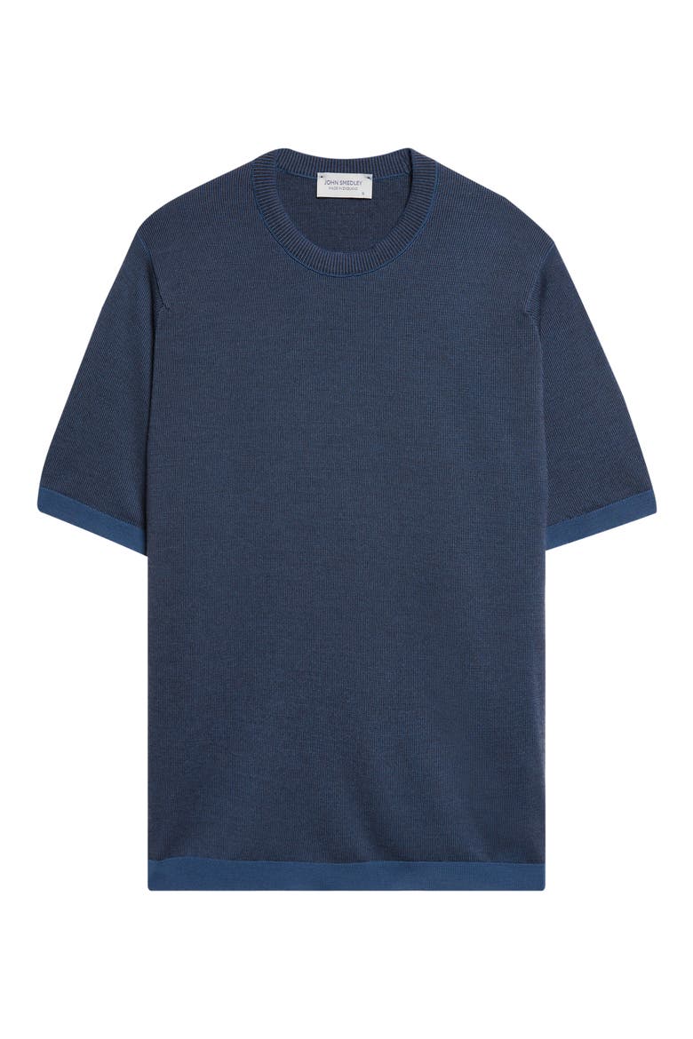 Roderick Merino Wool Short Sleeve Crewneck Sweater, Alternate, color, TEAL FIRTH/ HEP SMK
