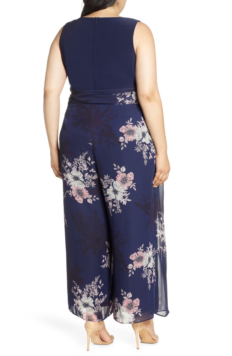 Vince Camuto Floral Print Sleeveless Chiffon Jumpsuit, Alternate, color, 