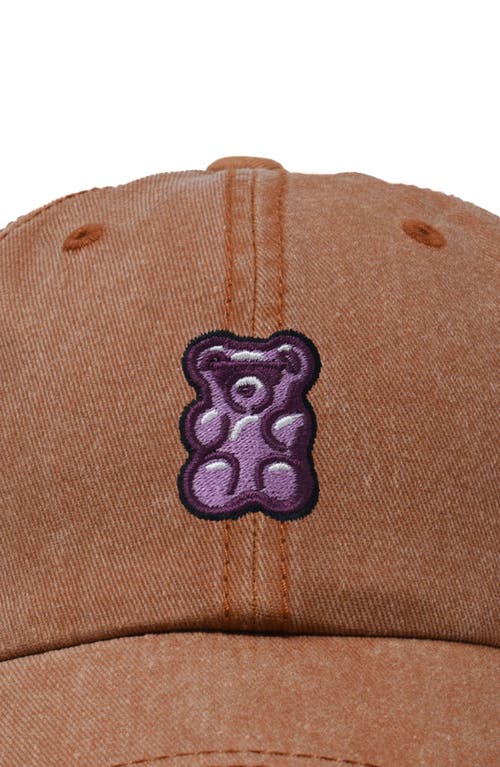 Dalix Purple Gummy Embroidered Cap In Washed Orange
