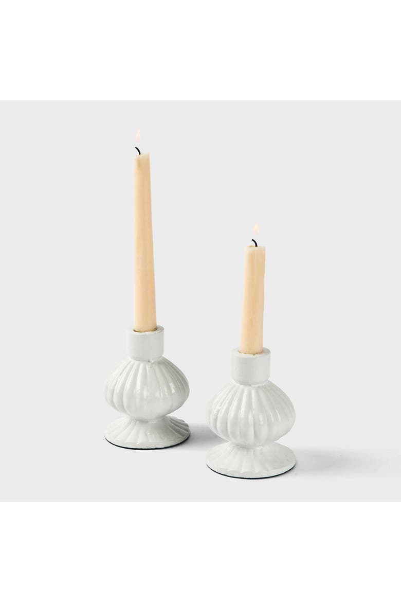 Sculpted Aluminum Candlesticks, Alternate, color, White