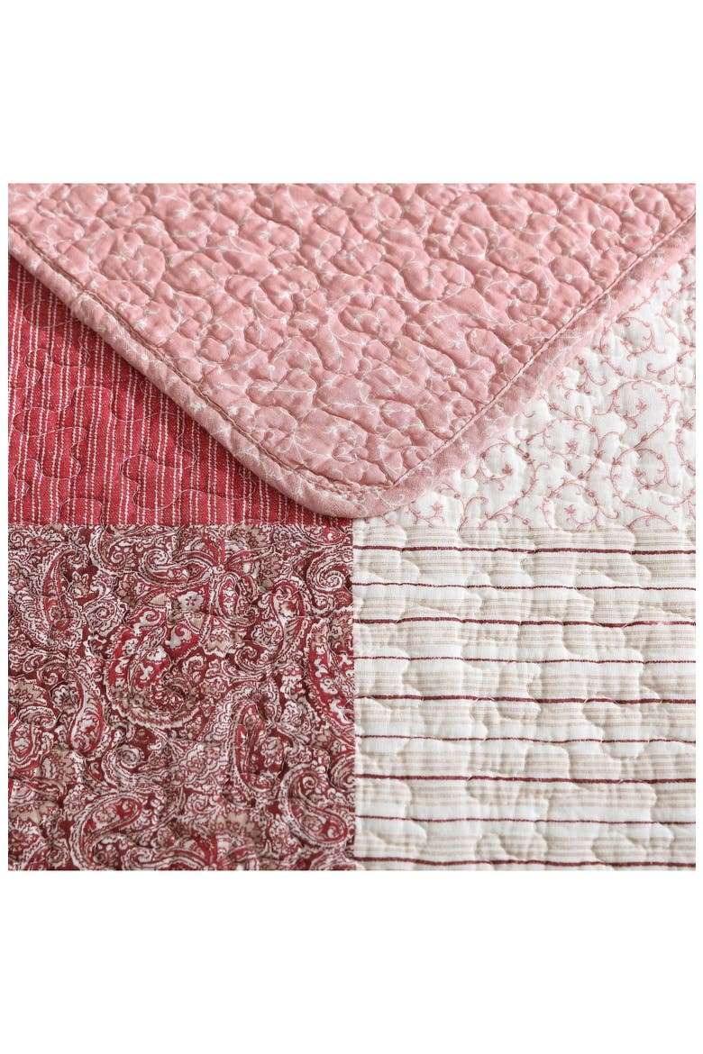 Celina Patchwork Quilt Set, Alternate, color, CRANBERRY/ BISCUIT