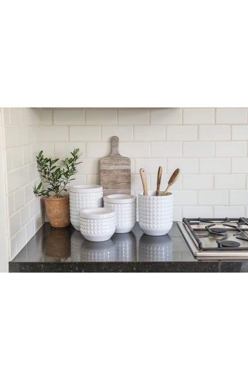 Shop Tarhong Small Diamond Embossed Stoneware Canister In White