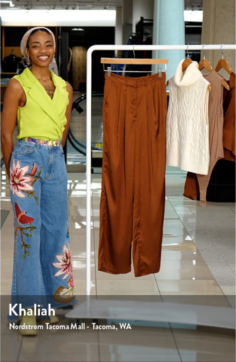 Clarie High Waist Wide Leg Satin Pants, sales video thumbnail