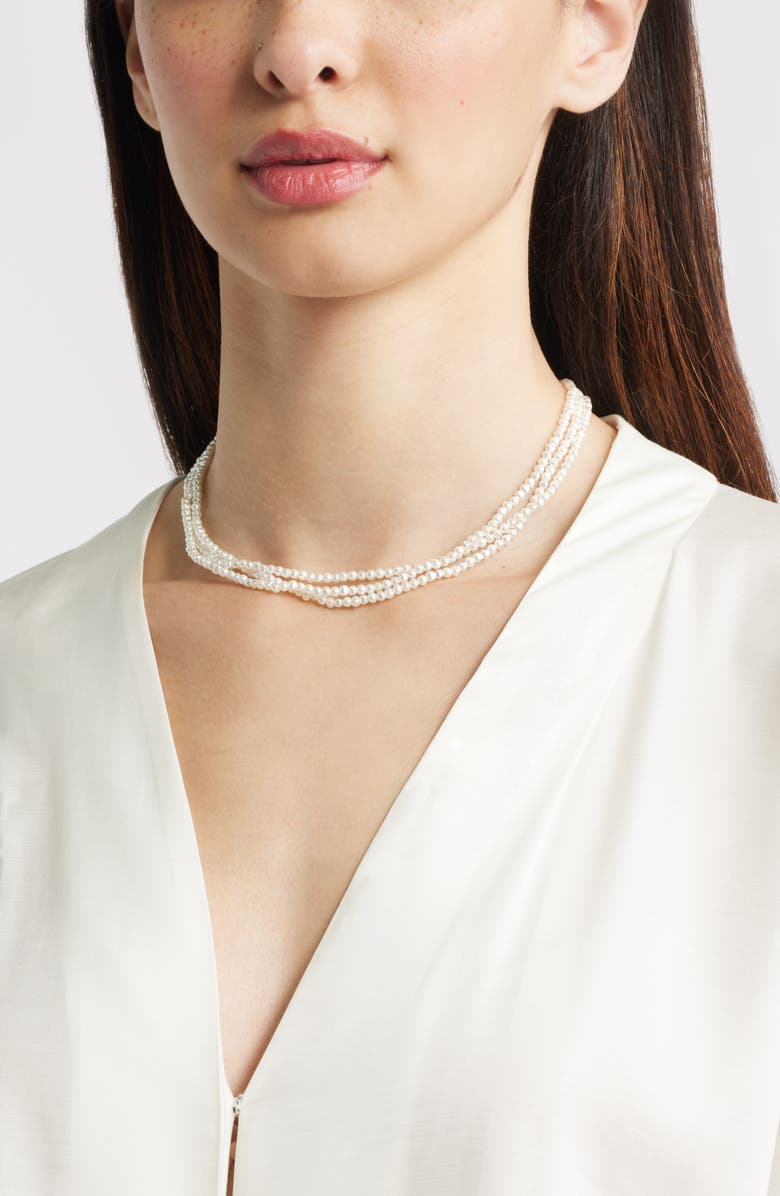 Nordstrom Triple Strand Faux Pearl Necklace, Alternate, color, White- Gold