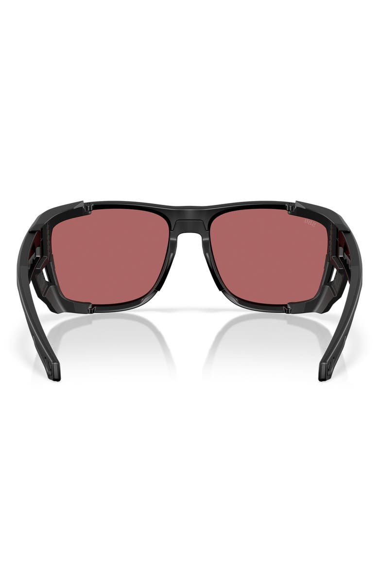 Costa Del Mar King Tide 58mm Rectangle Polarized Sunglasses, Alternate, color, Matte Black / Rose 580G
