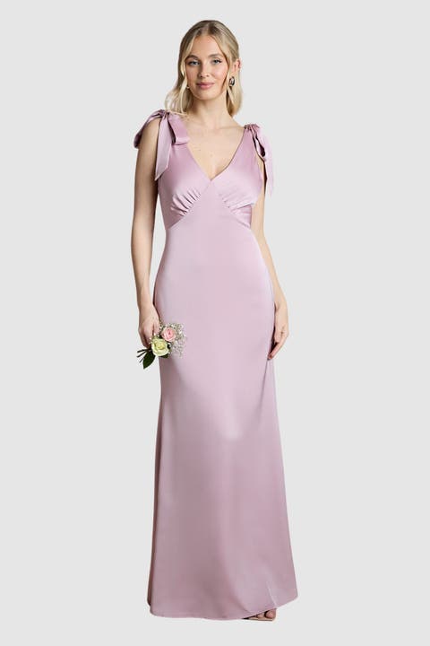 V-Neck Crepe Maxi Dress