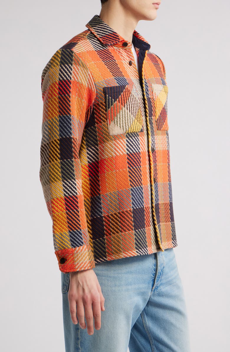 Wax London Whiting Plaid Cotton Blend Overshirt, Alternate, color, Orange Multi