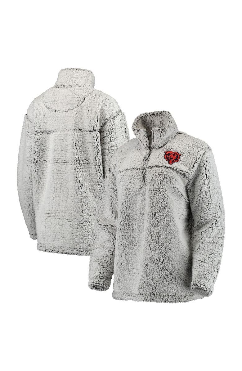 G-III 4HER BY CARL BANKS Women's Gray Chicago Bears Sherpa Quarter-Zip Pullover Jacket, Main, color, Gray
