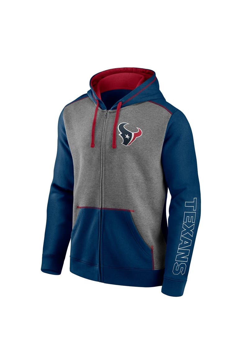 Men's Fanatics Branded Heathered Charcoal/Navy Houston Texans Expansion Full-Zip Hoodie, Alternate, color, Heather Charcoal