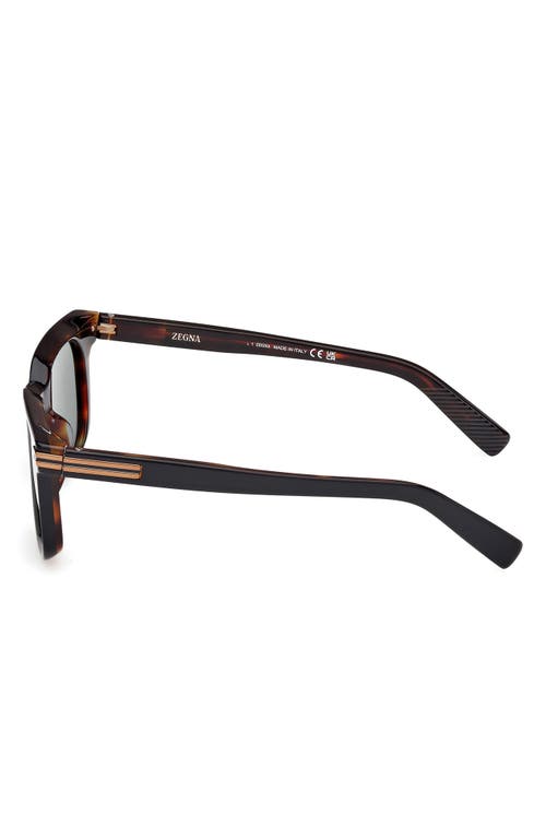 Zegna 50mm Polarized Geometric Sunglasses In Black