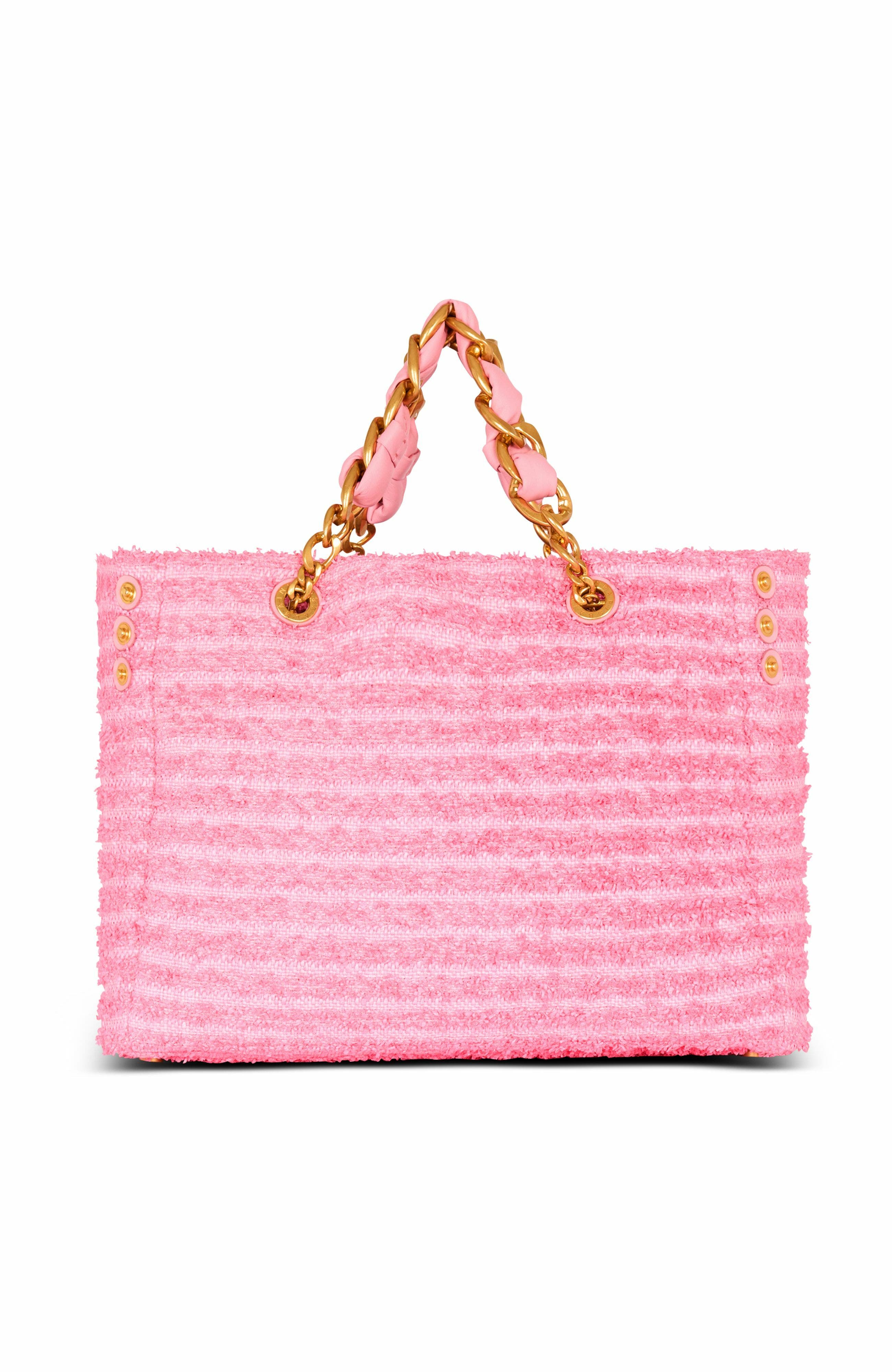 Balmain 1945 Soft Tote In Tweed-Effect Raffia, Alternate, color, 