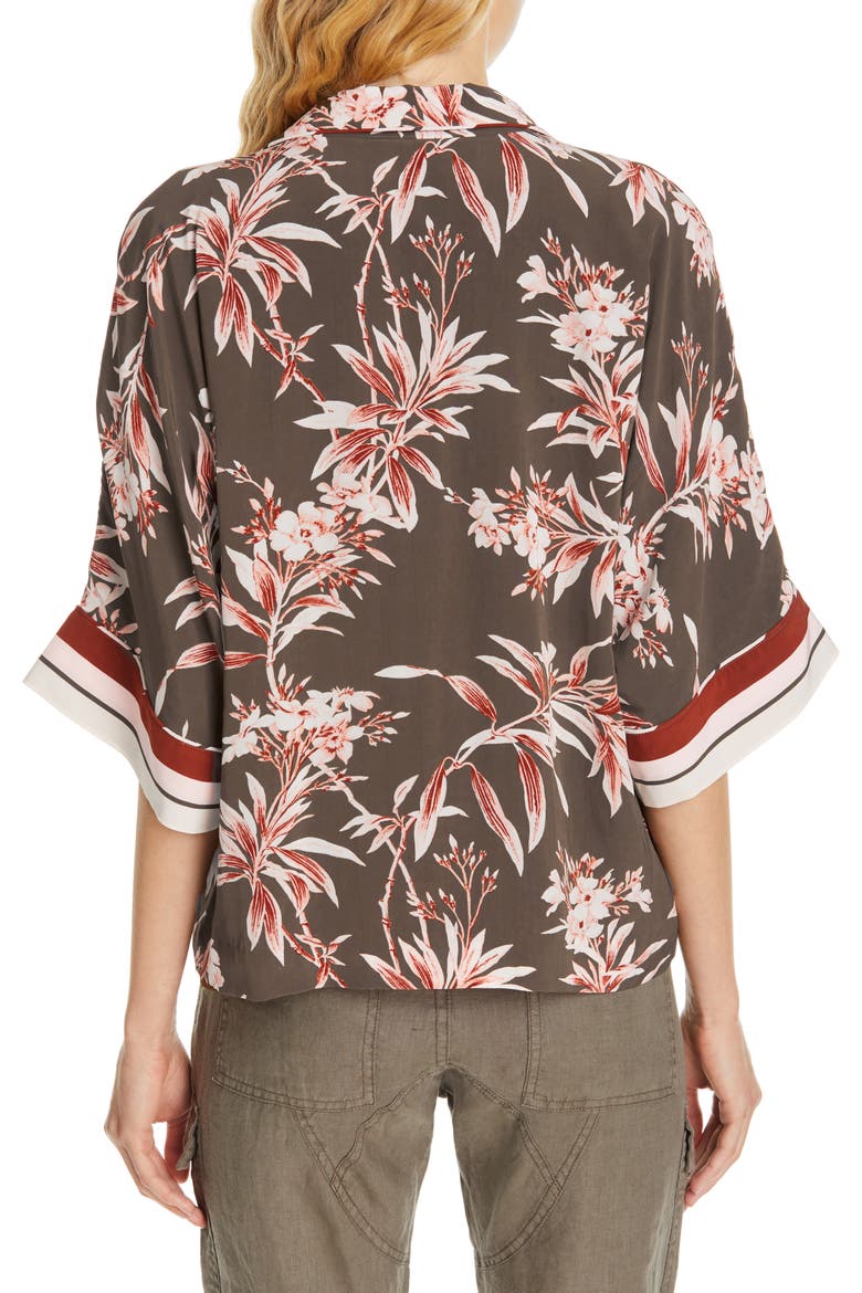 Bayley Tropical Print Stripe Contrast Top, Alternate, color, FATIGUE