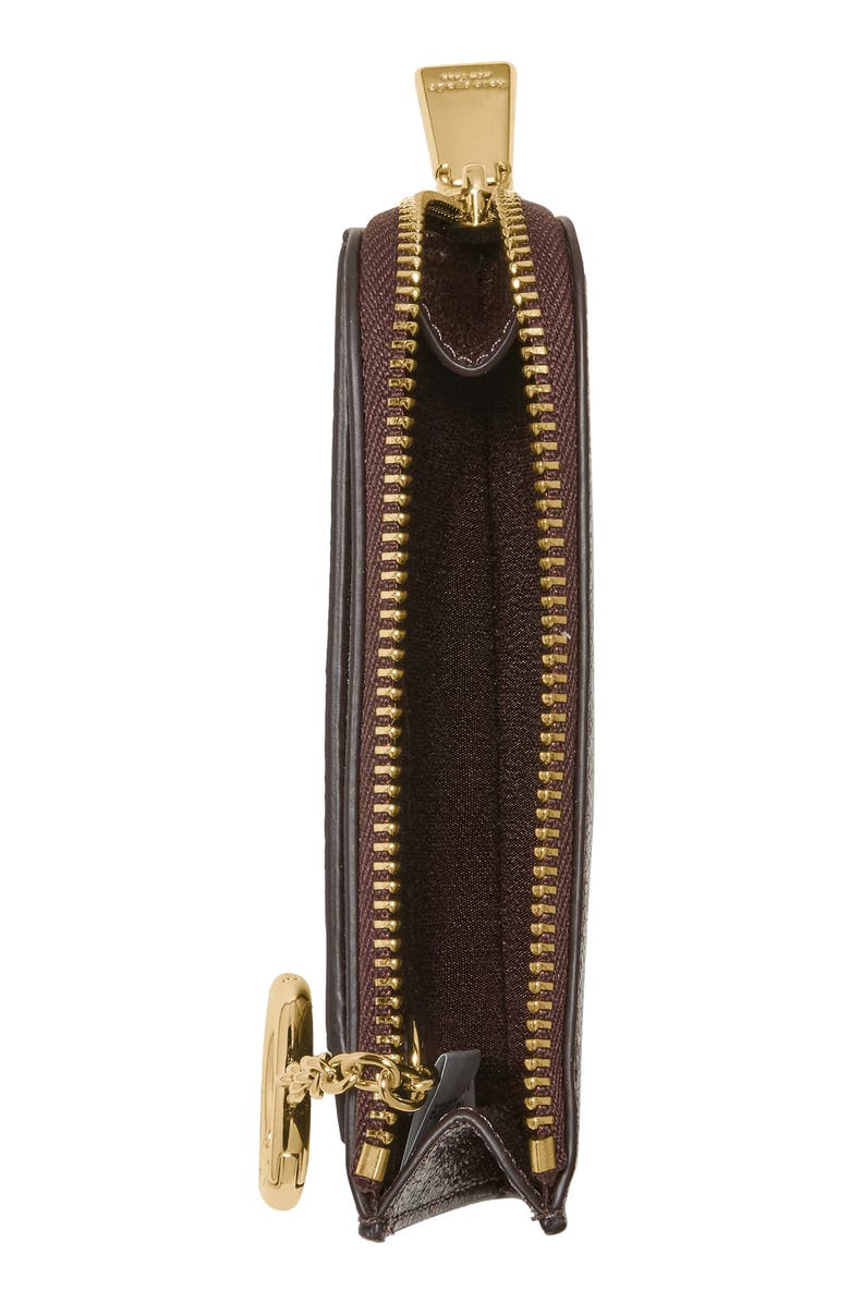 Kate Spade New York mini glazed leather zip card case, Alternate, color, Hot Fudge