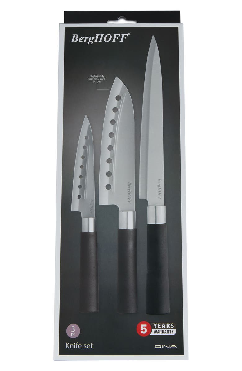 BergHOFF DiNA Codon 3-Piece Knife Set, Alternate, color, Black