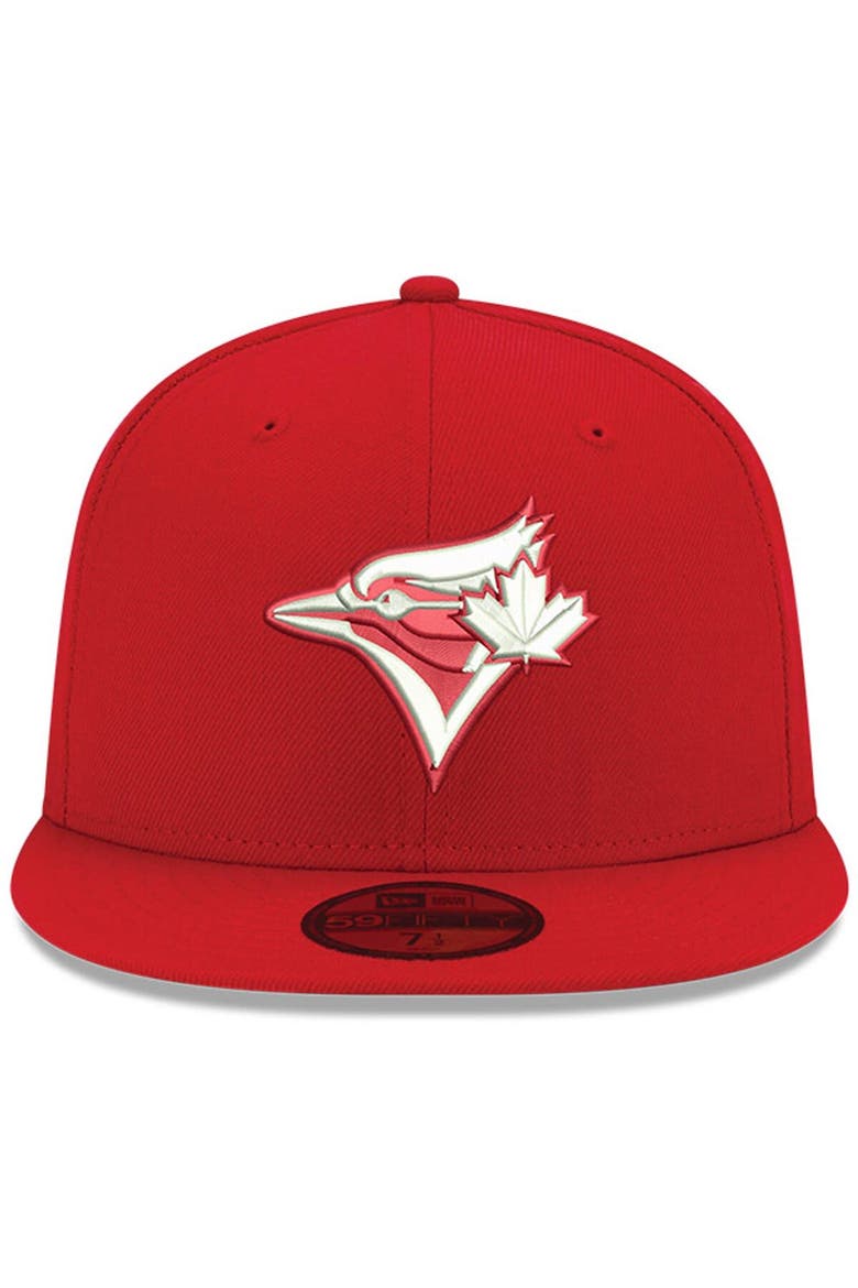 Men's New Era Red Toronto Blue Jays White Logo 59FIFTY Fitted Hat, Alternate, color, Red