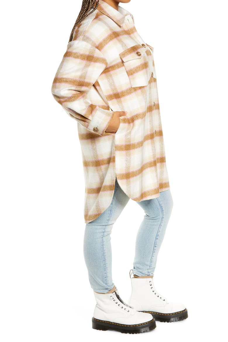 Brushed Plaid Oversize Shirt Jacket, Alternate, color, IVORY ABBY LG PLAID
