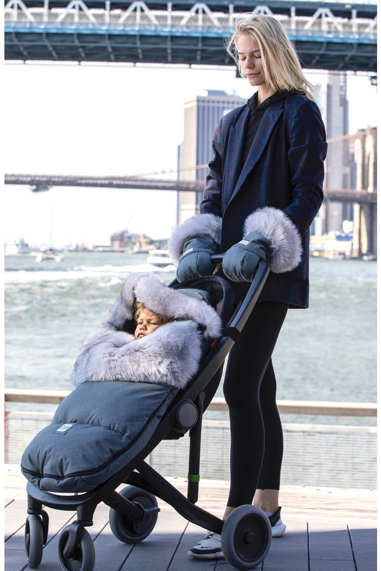 PlushPOD Tundra Water Repellent Faux Fur Lined Car Seat/Stroller Bunting, Alternate, color, HEATHER GREY DARK FAUX FUR