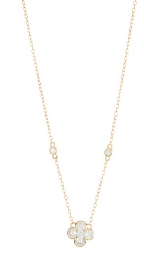 ★MIDNIGHT MOMENT.★ floral chian necklace slver Argento Vivo Sterling Silver Cubic Zirconia Flower Pendant