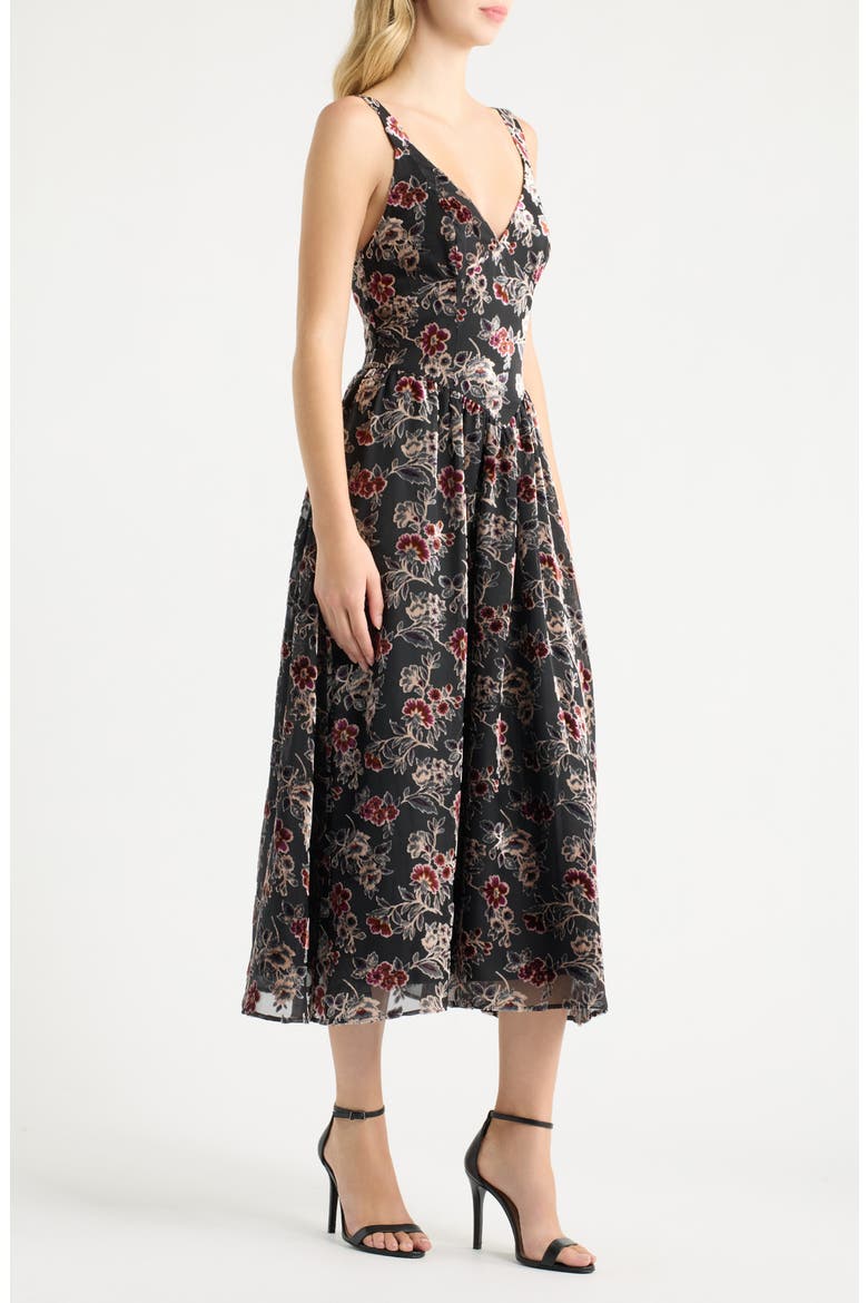 Rosalyn Corset Seam Velvet Midi Dress, Alternate, color, CHF CHF