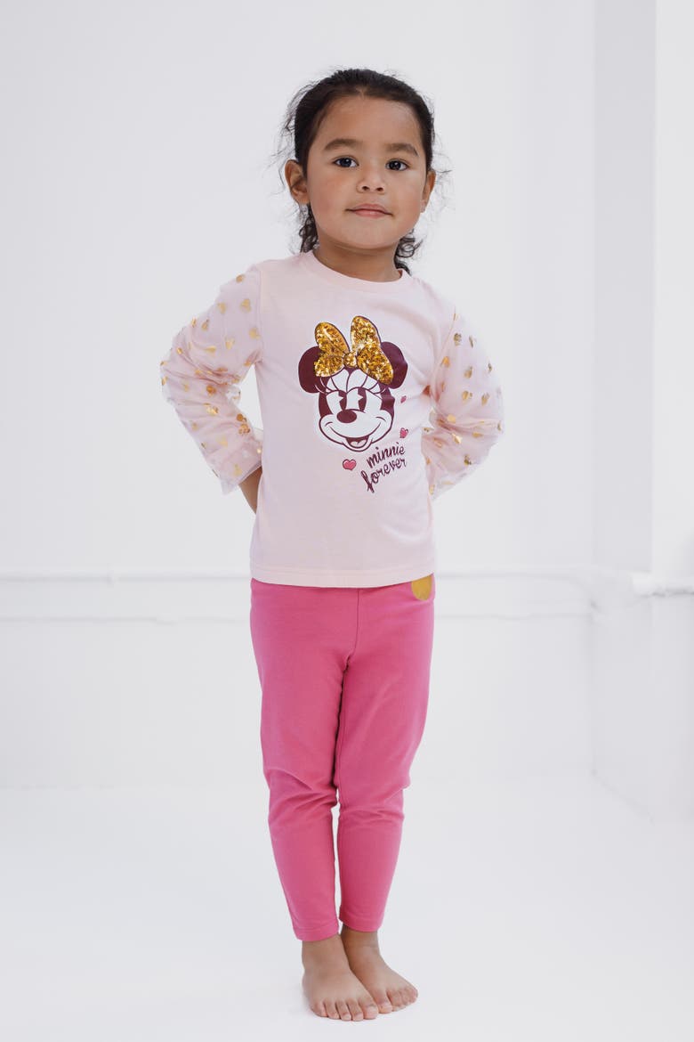 Minnie Mouse 2-Piece Long Sleeve T-Shirt and Leggings Set, Alternate, color, Minnie Pink Mauve