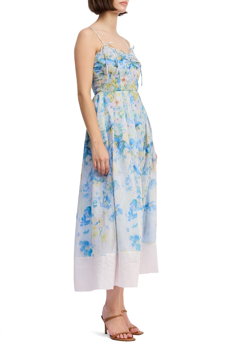 En Saison Vivian Tie Straps Midi Dress, Alternate, color, Ivory Blue Yellow