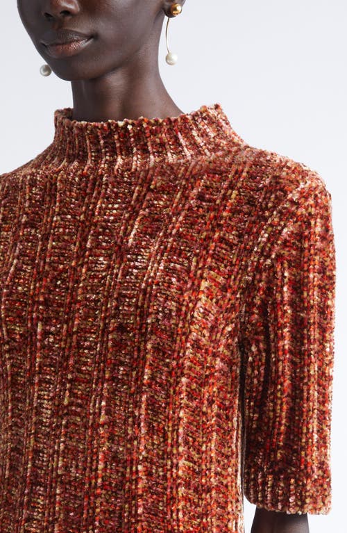 Dries Van Noten Ribbed-knit Chenille Sweater In Orange