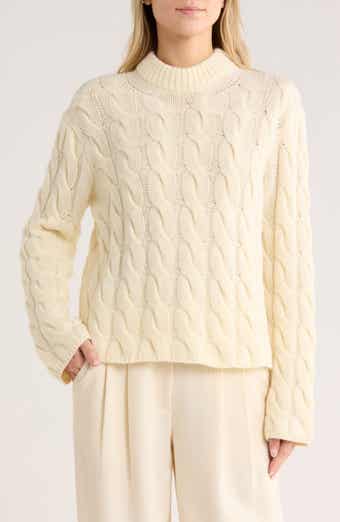 Theory Wool Blend Cable Knit Pullover Sweater