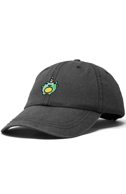 Dalix Froggy Unicorn Embroidered Cap In Washed Gray