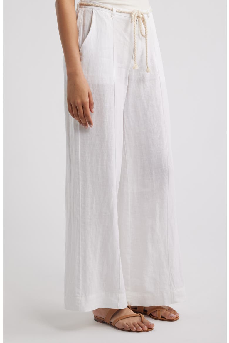Pintuck Linen Pants, Alternate, color, WHITE