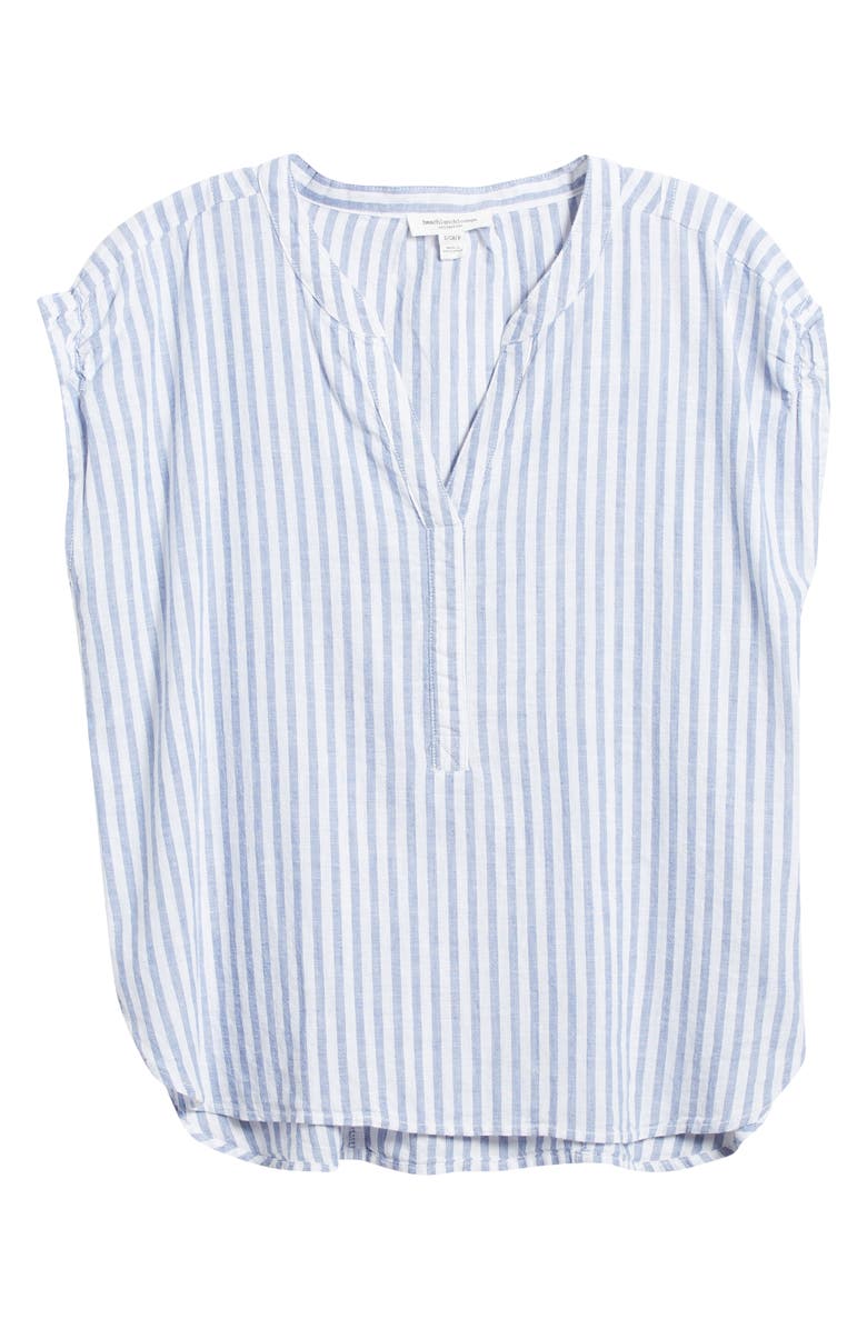 beachlunchlounge Ana Stripe Linen & Cotton Top, Main, color,