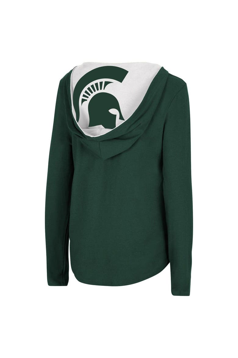 Women's Colosseum Green Michigan State Spartans Catalina Hoodie Long Sleeve T-Shirt, Alternate, color, Green
