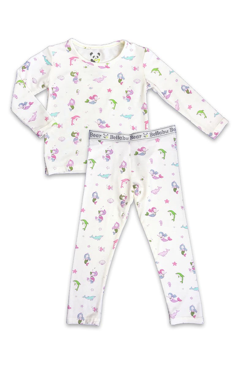 Bellabu Bear Kids' Mermaid Fitted Two-Piece Pajamas, Main, color, 