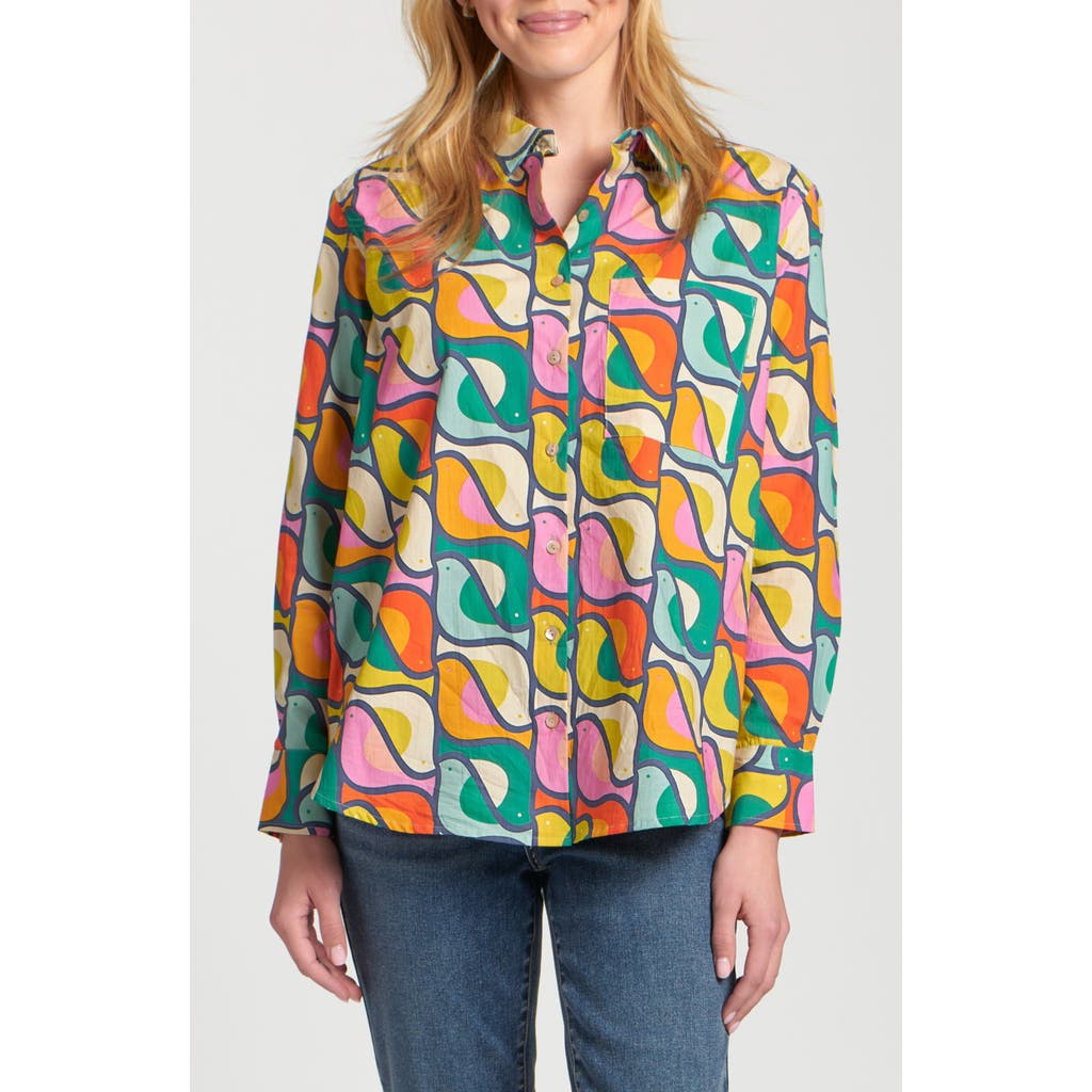 Apny Boyfriend Poplin Button-up Shirt In Multi