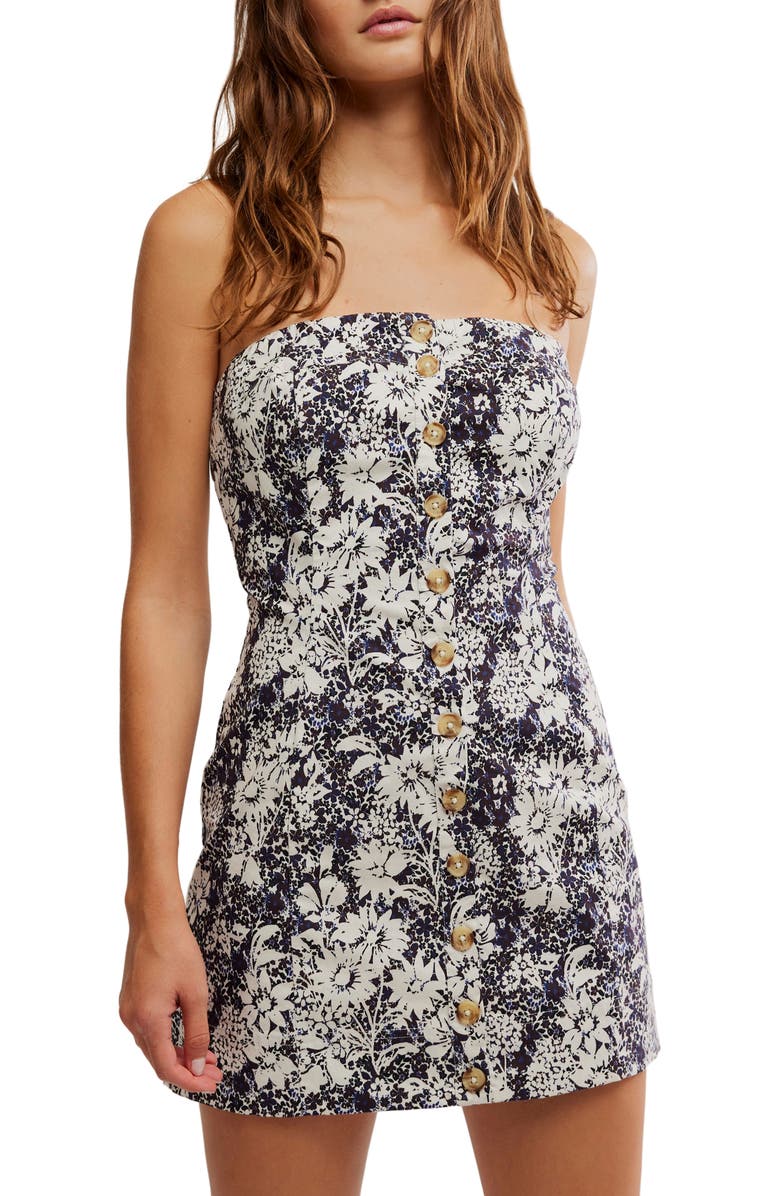 Free People Tomas Floral Print Strapless Minidress, Main, color, Classic Combo
