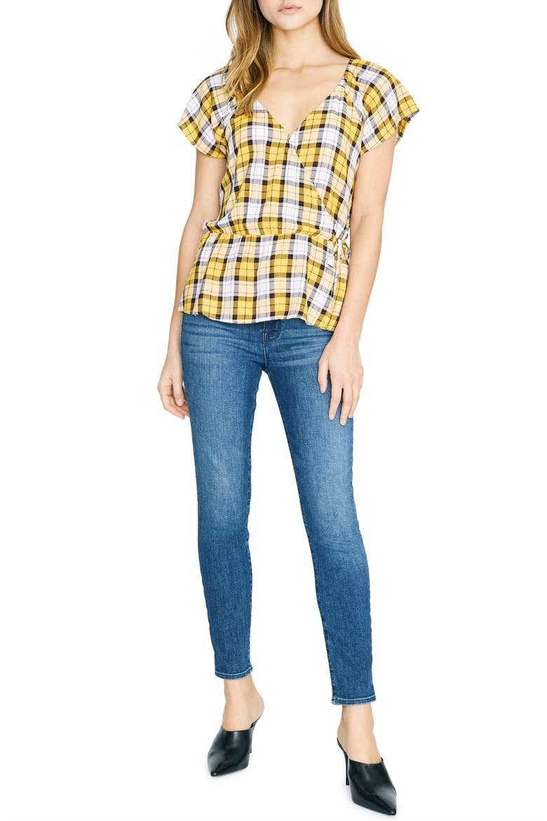 Sunstone Plaid Faux Wrap Blouse, Alternate, color, NEW MOD PLAID
