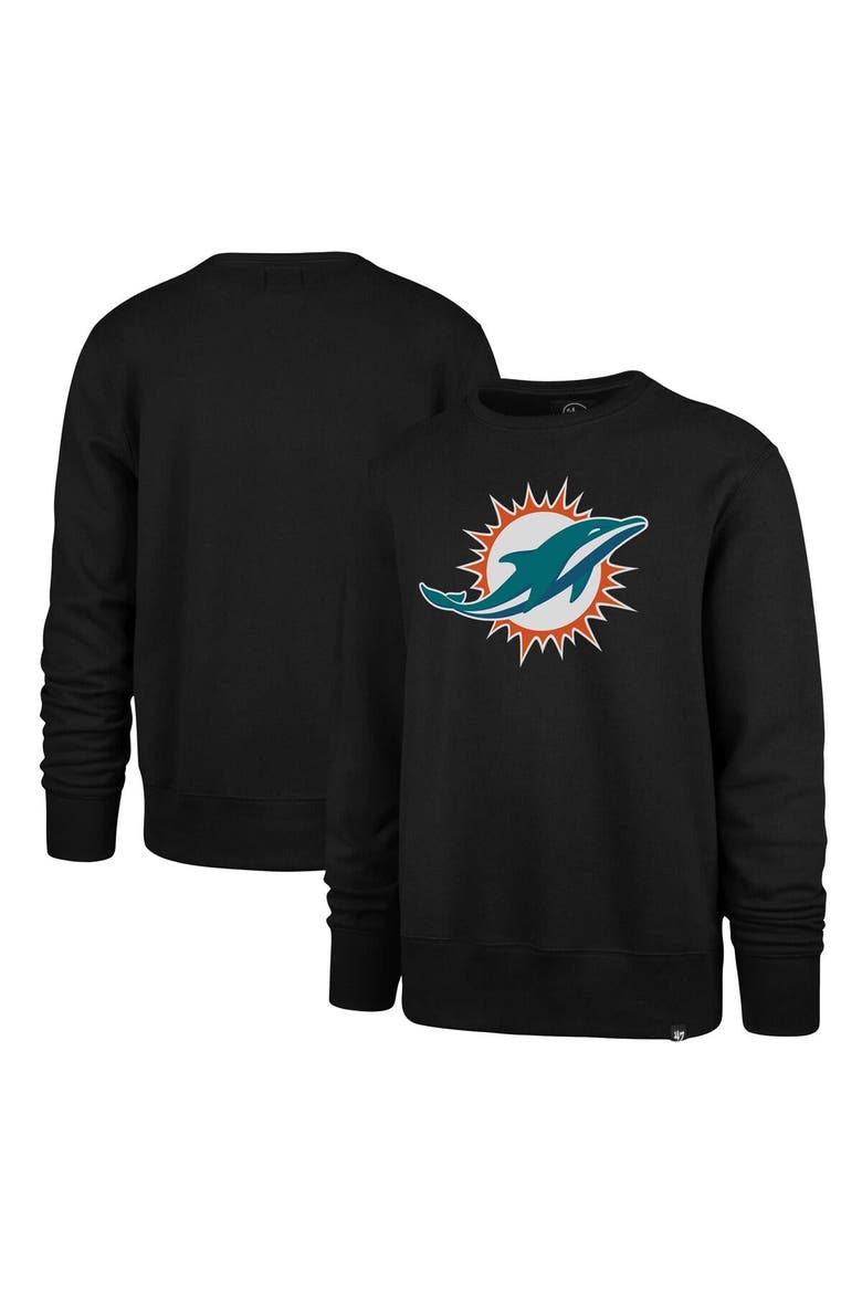Men's '47 Black Miami Dolphins Imprint Headline Pullover Sweatshirt, Main, color, Black