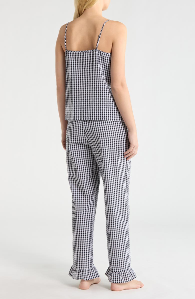 French Connection Gingham Seersucker Cami Pajamas, Alternate, color, Utility Blue Combo