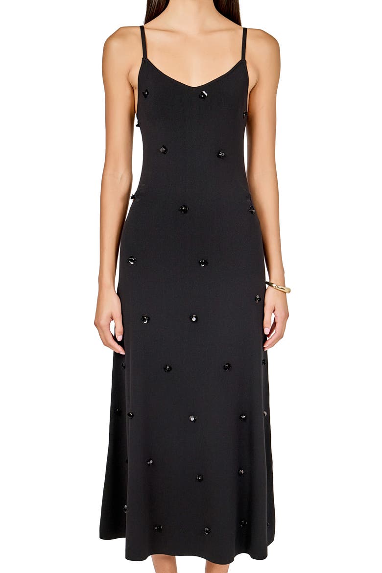 Embellished Knit Dress, Alternate, color, BLACK
