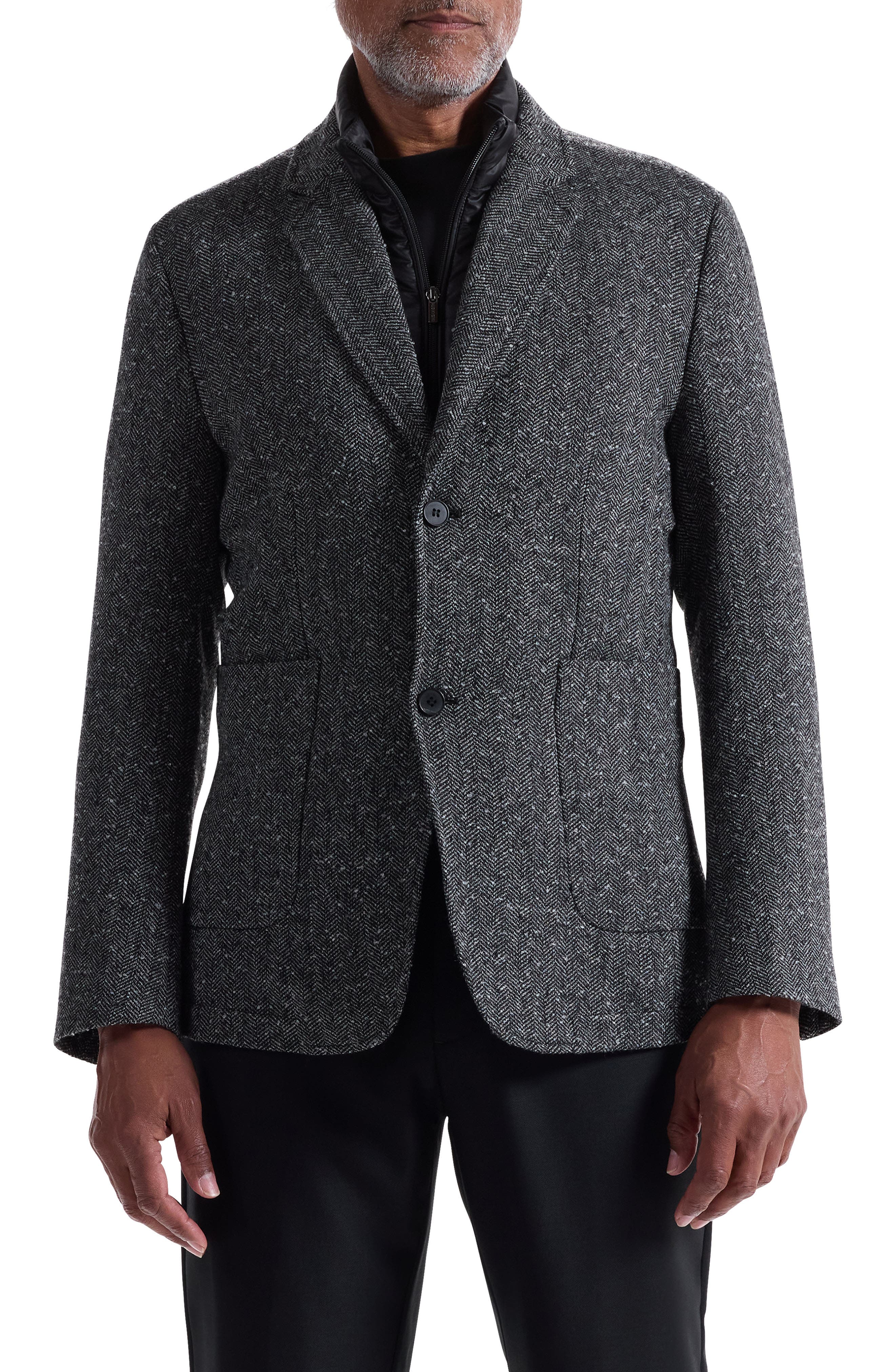 Bugatchi Herringbone Jacket with Removable Bib