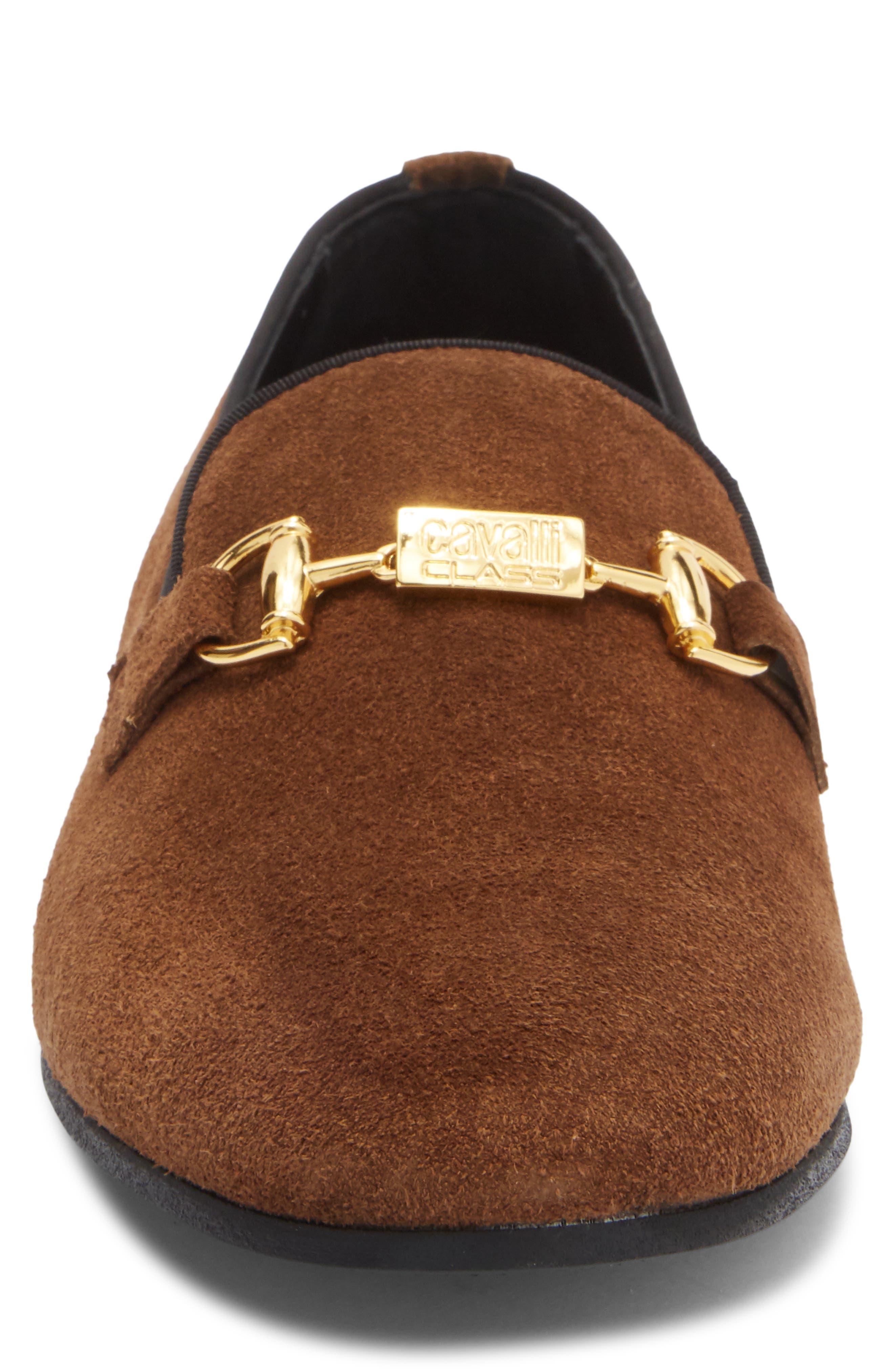 Roberto Cavalli Broadway Bit Loafer, Alternate, color, Suede Dark Brown