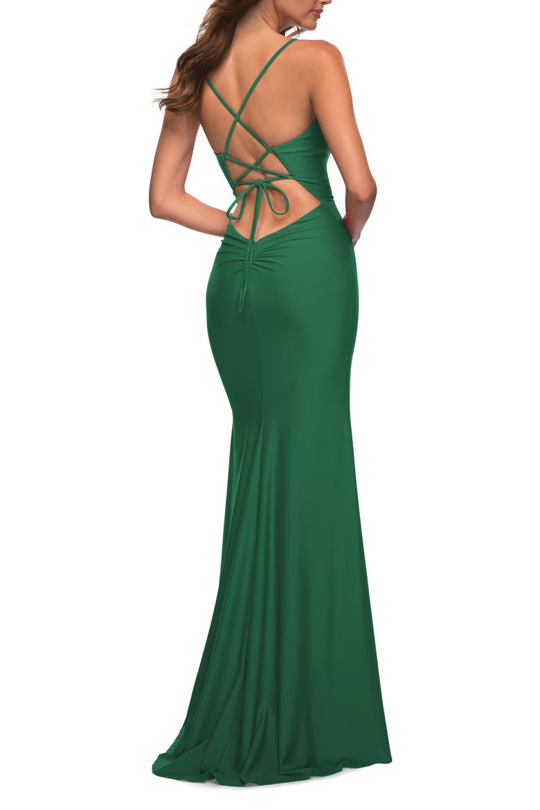 Long Prom Dress in Luxurious Jersey with Slit, Alternate, color, Emerald