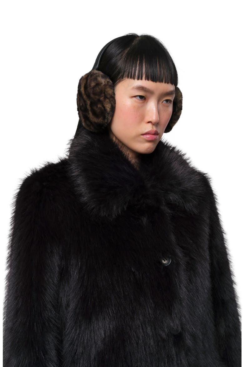 Esme Leopard Faux Fur Earmuffs, Alternate, color, DARK LEOPARD