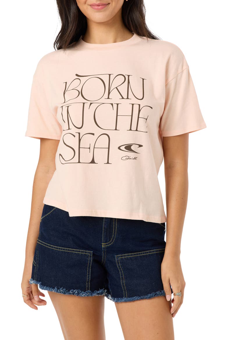 Born in the Sea Graphic Tee, Main, color, PEACH LIGHT