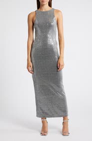 Rare London Sequin Sleeveless Column Gown