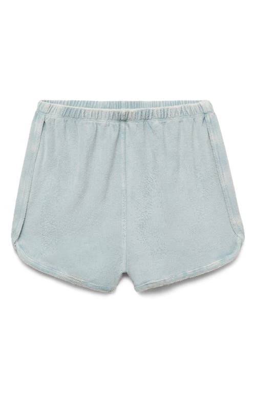 Mango Overdyed Cotton Blend Terry Shorts In Blue