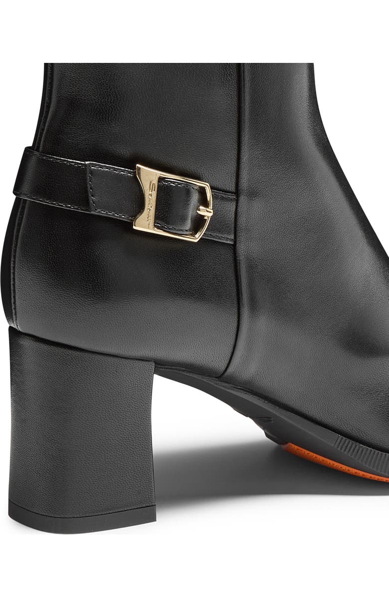 Santoni Women's Leather Mid-Heel Ankle Boot with Decorative Buckle, Alternate, color, Black